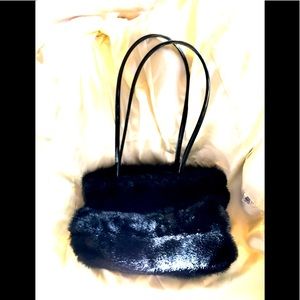 Faux Mink Purse.  Black with black lining.